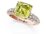 Rose gold Fancy Yellow Asscher  Diamond Pavé Band Solitaire Ring with Four-Prong Setting_47