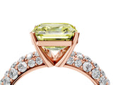 Rose gold Fancy Yellow Asscher  Diamond Pavé Band Solitaire Ring with Four-Prong Setting_50