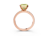 Rose gold Fancy Yellow Asscher  Diamond Pavé Band Solitaire with Four-Prong Setting_3