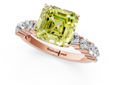 Rose gold Fancy Yellow Asscher  Diamond Pavé Band Solitaire with Four-Prong Setting_70
