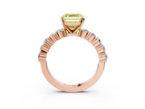 Rose gold Fancy Yellow Asscher  Diamond Pavé Band Solitaire with Four-Prong Setting_72