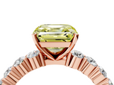 Rose gold Fancy Yellow Asscher  Diamond Pavé Band Solitaire with Four-Prong Setting_73