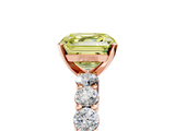 Rose gold Fancy Yellow Asscher  Diamond Pavé Band Solitaire with Four-Prong Setting_74