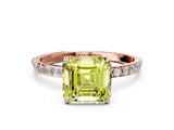 Rose gold Fancy Yellow Asscher  Diamond Pavé Band with Six-Prong Setting_15