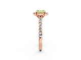 Rose gold Fancy Yellow Asscher  Diamond Pave Band with Floral Prong Setting_29