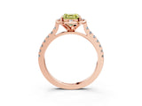 Rose gold Fancy Yellow Asscher  Diamond Pave Band with Floral Prong Setting_30