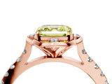 Rose gold Fancy Yellow Asscher  Diamond Pave Band with Floral Prong Setting_31
