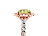 Rose gold Fancy Yellow Asscher  Diamond Pave Band with Floral Prong Setting_32
