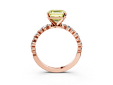 Rose gold Fancy Yellow Asscher  Diamond Prong Set Engagement Ring with Pave Band_20