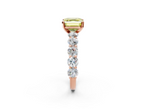 Rose gold Fancy Yellow Asscher  Diamond Prong Setting with Side Stones on a Pave Band_2