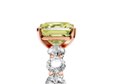 Rose gold Fancy Yellow Asscher  Diamond Prong Setting with Side Stones on a Pave Band_5