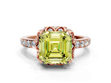 Rose gold Fancy Yellow Asscher  Diamond Solitaire Ring with Shared Prong Pavé Band_17