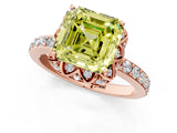 Rose gold Fancy Yellow Asscher  Diamond Solitaire Ring with Shared Prong Pavé Band_18