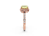 Rose gold Fancy Yellow Asscher  Diamond Solitaire Ring with Shared Prong Pavé Band_19