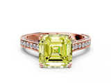 Rose gold Fancy Yellow Asscher  Diamond Solitaire with Pave Band and Six-Prong Setting_53