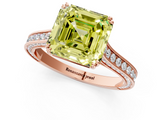 Rose gold Fancy Yellow Asscher  Diamond Solitaire with Pave Band and Six-Prong Setting_54