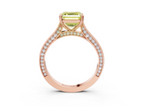 Rose gold Fancy Yellow Asscher  Diamond Solitaire with Pave Band and Six-Prong Setting_56