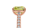 Rose gold Fancy Yellow Asscher  Diamond Solitaire with Pave Band and Six-Prong Setting_58