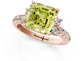 Rose gold Fancy Yellow Asscher  Diamond Three-Stone Pave Band with Four-Prong Setting_18