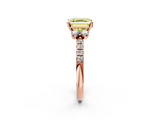Rose gold Fancy Yellow Asscher  Diamond Three-Stone Pave Band with Four-Prong Setting_19