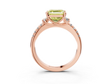 Rose gold Fancy Yellow Asscher  Diamond Three-Stone Pave Band with Four-Prong Setting_20