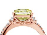 Rose gold Fancy Yellow Asscher  Diamond Three-Stone Pave Band with Four-Prong Setting_21