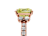 Rose gold Fancy Yellow Asscher  Diamond Three-Stone Pave Band with Four-Prong Setting_22