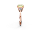 Rose gold Fancy Yellow Asscher  Diamond Three-Stone Ring with Trapezoid Side Stones and Prong Setting_36