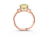 Rose gold Fancy Yellow Asscher  Diamond Three-Stone Ring with Trapezoid Side Stones and Prong Setting_37