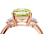 Rose gold Fancy Yellow Asscher  Diamond Three-Stone Ring with Trapezoid Side Stones and Prong Setting_38