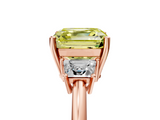 Rose gold Fancy Yellow Asscher  Diamond Three-Stone Ring with Trapezoid Side Stones and Prong Setting_39