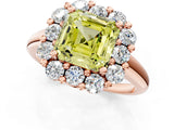Rose gold Fancy Yellow Asscher  Halo Cluster Diamond Engagement Ring with Prong Setting and Polished Band_21