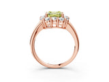 Rose gold Fancy Yellow Asscher  Halo Cluster Diamond Engagement Ring with Prong Setting and Polished Band_23