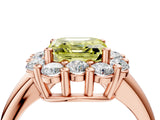 Rose gold Fancy Yellow Asscher  Halo Cluster Diamond Engagement Ring with Prong Setting and Polished Band_24