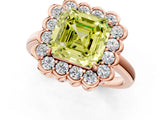 Rose gold Fancy Yellow Asscher  Halo Cluster Diamond Engagement Ring with Solitaire Band and Prong Setting_30