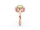Rose gold Fancy Yellow Asscher  Halo Cluster Diamond Engagement Ring with Solitaire Band and Prong Setting_31
