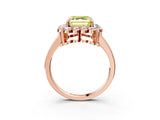 Rose gold Fancy Yellow Asscher  Halo Cluster Diamond Engagement Ring with Solitaire Band and Prong Setting_32