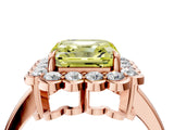 Rose gold Fancy Yellow Asscher  Halo Cluster Diamond Engagement Ring with Solitaire Band and Prong Setting_33