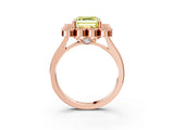 Rose gold Fancy Yellow Asscher  Halo Diamond Cluster Engagement Ring with Milgrain Bezel Setting and Solitaire Band_42