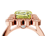 Rose gold Fancy Yellow Asscher  Halo Diamond Cluster Engagement Ring with Milgrain Bezel Setting and Solitaire Band_43