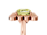 Rose gold Fancy Yellow Asscher  Halo Diamond Cluster Engagement Ring with Milgrain Bezel Setting and Solitaire Band_44