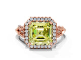 Rose gold Fancy Yellow Asscher  Halo Diamond Engagement Ring with Filigree Band and Four-Prong Setting_69