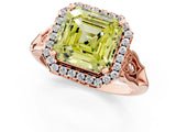 Rose gold Fancy Yellow Asscher  Halo Diamond Engagement Ring with Filigree Band and Four-Prong Setting_70
