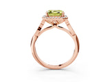 Rose gold Fancy Yellow Asscher  Halo Diamond Engagement Ring with Filigree Band and Four-Prong Setting_72