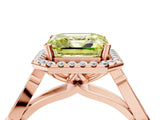 Rose gold Fancy Yellow Asscher  Halo Diamond Engagement Ring with Filigree Band and Four-Prong Setting_73