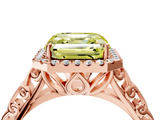 Rose gold Fancy Yellow Asscher  Halo Diamond Engagement Ring with Intricate Filigree Band and Four-Prong Setting_20