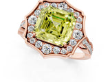 Rose gold Fancy Yellow Asscher  Halo Diamond Engagement Ring with Milgrain Band and Four-Prong Setting_35