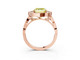 Rose gold Fancy Yellow Asscher  Halo Diamond Engagement Ring with Milgrain Band and Four-Prong Setting_37