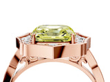 Rose gold Fancy Yellow Asscher  Halo Diamond Engagement Ring with Milgrain Band and Four-Prong Setting_38