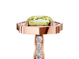 Rose gold Fancy Yellow Asscher  Halo Diamond Engagement Ring with Milgrain Band and Four-Prong Setting_39